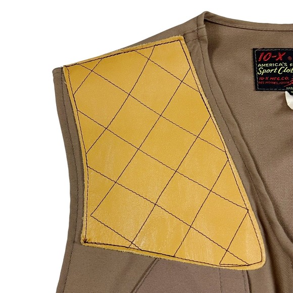 Vtg 50s 10-X Sport Clothing Hunting Shooting Vest Zipper Front Sz 40 Tan EUC! - Picture 2 of 7